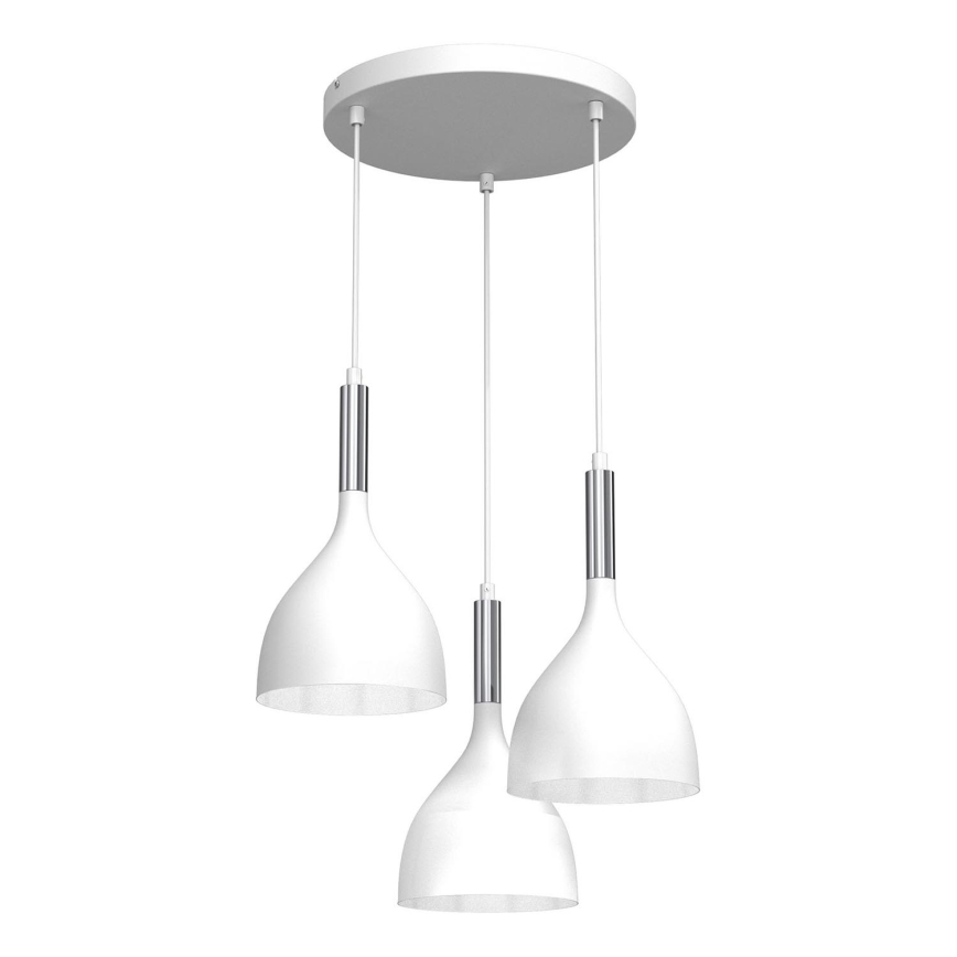Lampadario a sospensione con filo NOAK 3xE27/15W/230V bianco/cromo lucido