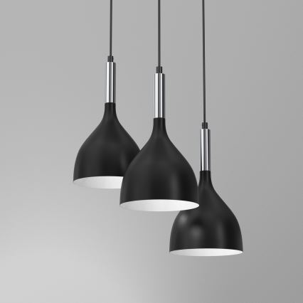 Lampadario a sospensione con filo NOAK 3xE27/15W/230V nero/cromo lucido