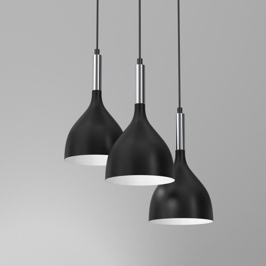 Lampadario a sospensione con filo NOAK 3xE27/15W/230V nero/cromo lucido