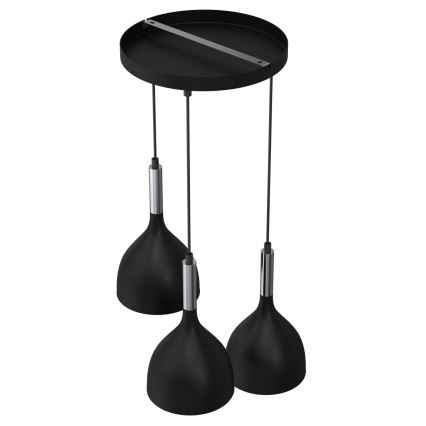 Lampadario a sospensione con filo NOAK 3xE27/15W/230V nero/cromo lucido