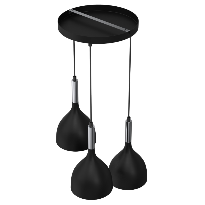 Lampadario a sospensione con filo NOAK 3xE27/15W/230V nero/cromo lucido