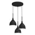 Lampadario a sospensione con filo NOAK 3xE27/15W/230V nero/cromo lucido