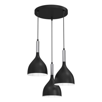 Lampadario a sospensione con filo NOAK 3xE27/15W/230V nero/cromo lucido