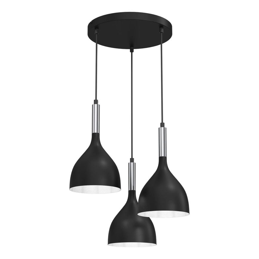 Lampadario a sospensione con filo NOAK 3xE27/15W/230V nero/cromo lucido