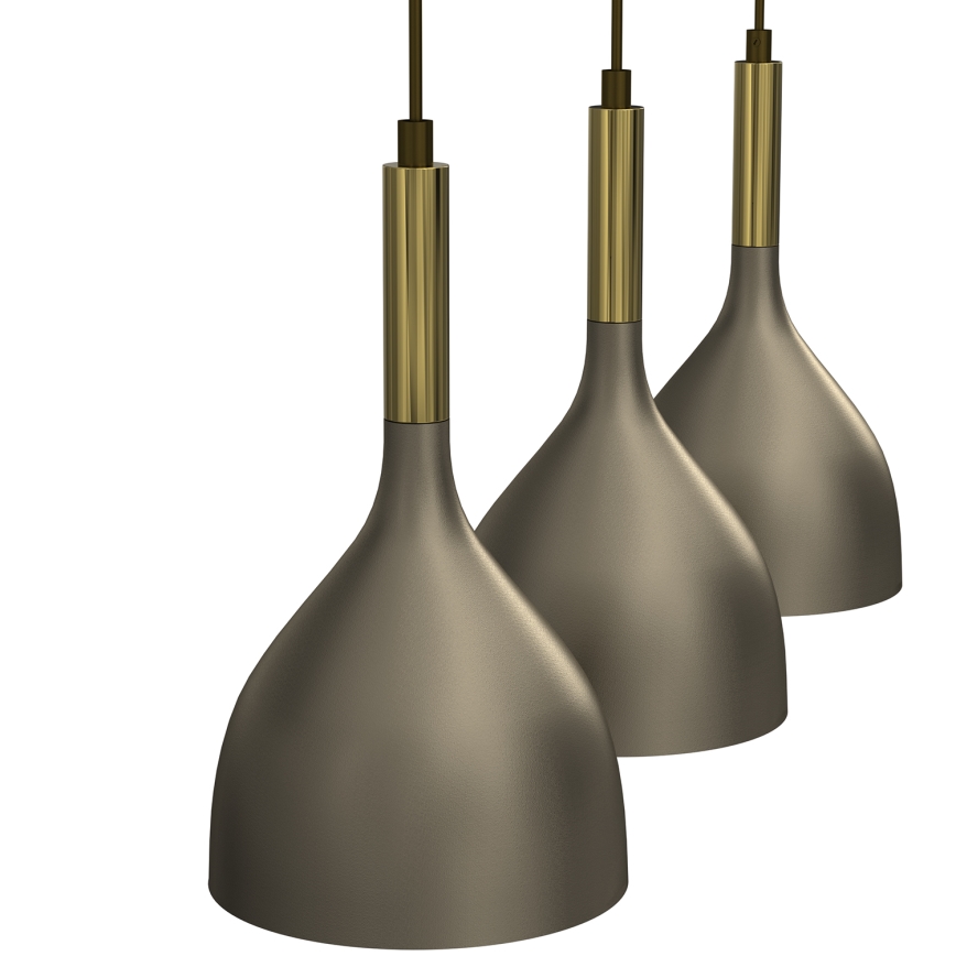 Lampadario a sospensione con filo NOAK 3xE27/15W/230V ottone/oro