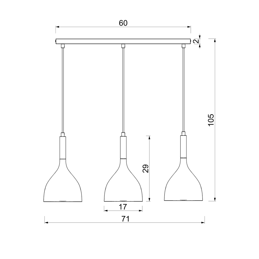 Lampadario a sospensione con filo NOAK 3xE27/15W/230V ottone/oro