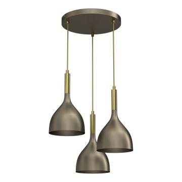 Lampadario a sospensione con filo NOAK 3xE27/15W/230V ottone/oro