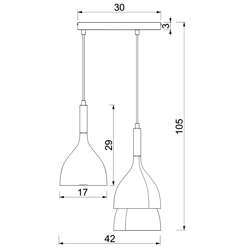 Lampadario a sospensione con filo NOAK 3xE27/15W/230V ottone/oro