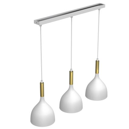 Lampadario a sospensione con filo NOAK 3xE27/60W/230V bianco/oro