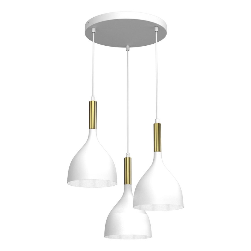 Lampadario a sospensione con filo NOAK 3xE27/60W/230V bianco/oro