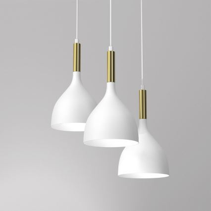 Lampadario a sospensione con filo NOAK 3xE27/60W/230V bianco/oro
