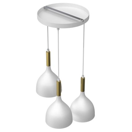 Lampadario a sospensione con filo NOAK 3xE27/60W/230V bianco/oro