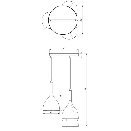 Lampadario a sospensione con filo NOAK 3xE27/60W/230V nero/oro