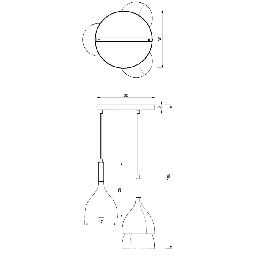 Lampadario a sospensione con filo NOAK 3xE27/60W/230V nero/oro
