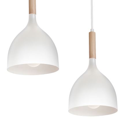 Lampadario a sospensione con filo NOAK 5xE27/60W/230V bianco/legno