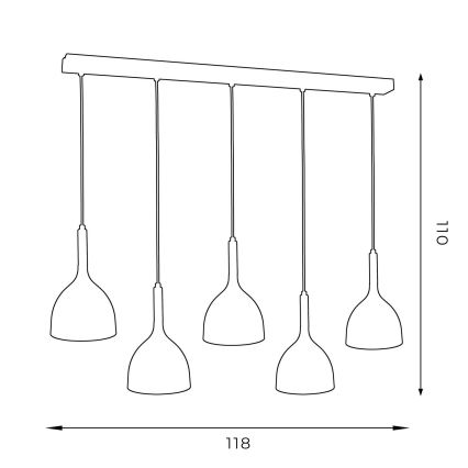 Lampadario a sospensione con filo NOAK 5xE27/60W/230V bianco/legno