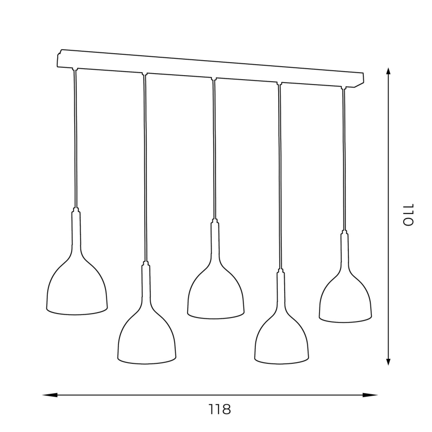 Lampadario a sospensione con filo NOAK 5xE27/60W/230V bianco/legno