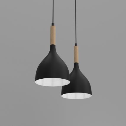 Lampadario a sospensione con filo NOAK WOOD 2xE27/60W/230V
