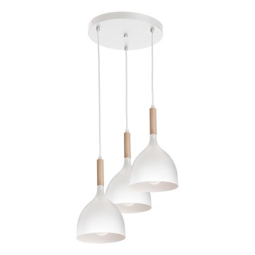 Lampadario a sospensione con filo NOAK WOOD 3xE27/60W/230V