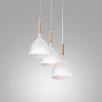 Lampadario a sospensione con filo NOAK WOOD 3xE27/60W/230V