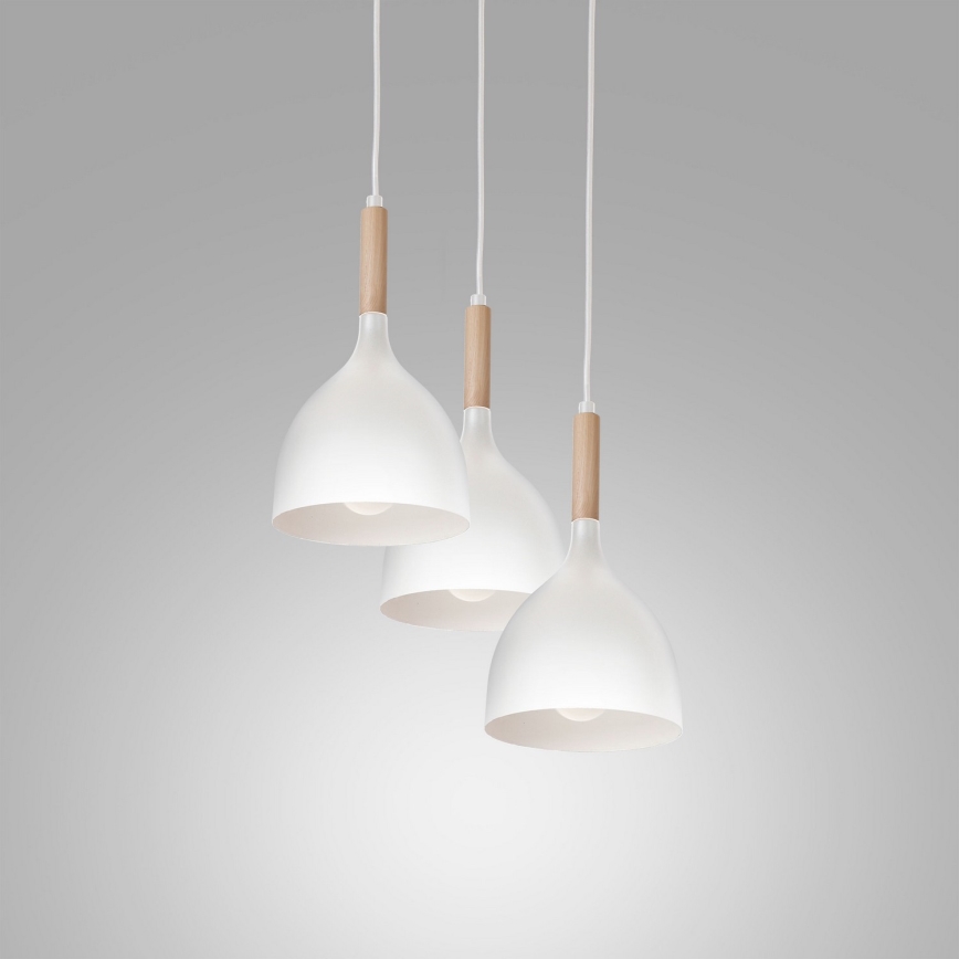 Lampadario a sospensione con filo NOAK WOOD 3xE27/60W/230V