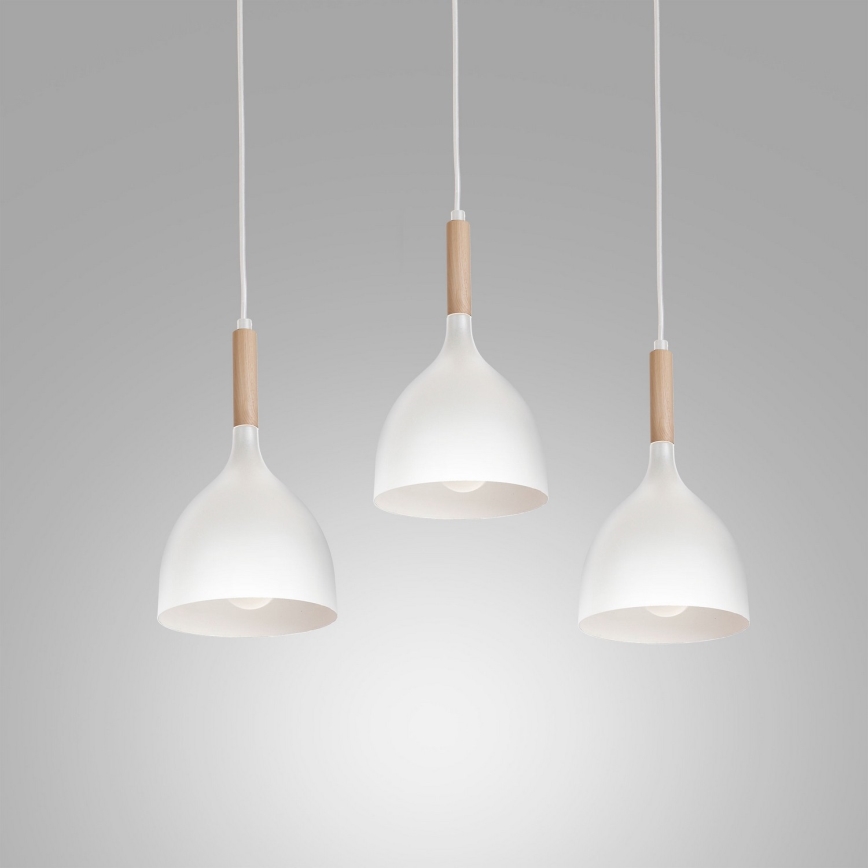 Lampadario a sospensione con filo NOAK WOOD 3xE27/60W/230V
