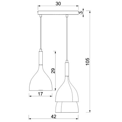 Lampadario a sospensione con filo NOAK WOOD 3xE27/60W/230V