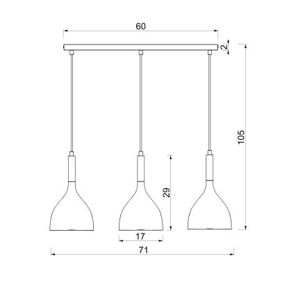 Lampadario a sospensione con filo NOAK WOOD 3xE27/60W/230V