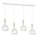 Lampadario a sospensione con filo NOAK WOOD 4xE27/60W/230V bianco/legno