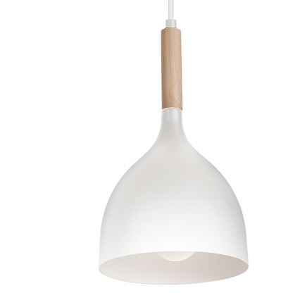 Lampadario a sospensione con filo NOAK WOOD 4xE27/60W/230V bianco/legno