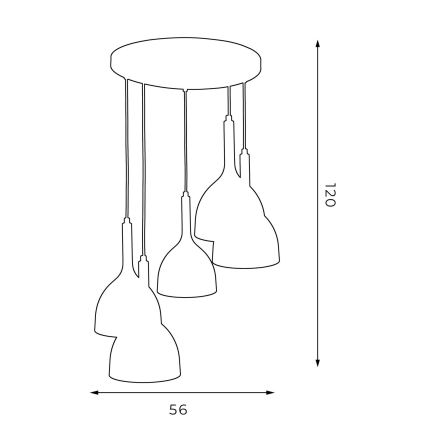 Lampadario a sospensione con filo NOAK WOOD 5xE27/60W/230V bianco/legno