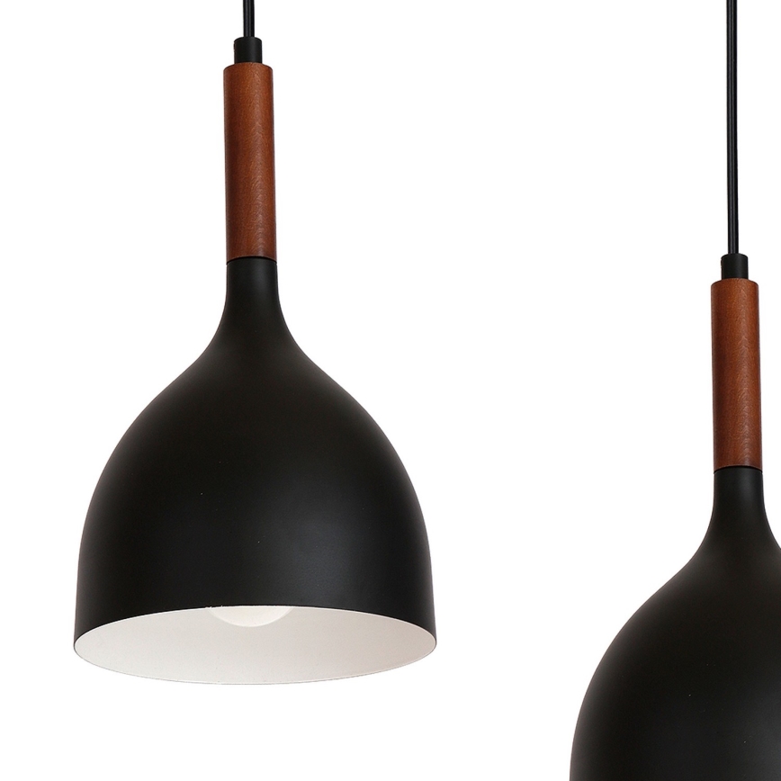 Lampadario a sospensione con filo NOAK WOOD 5xE27/60W/230V nero/legno scuro