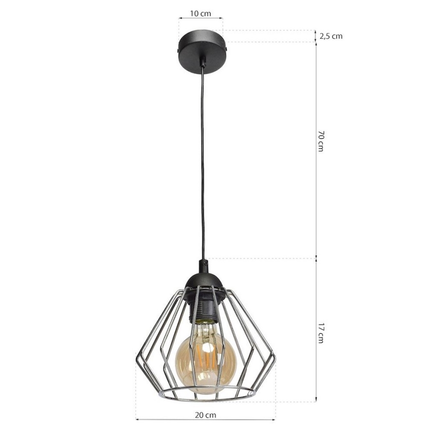 Lampadario a sospensione con filo NORMAN 1xE27/60W/230V