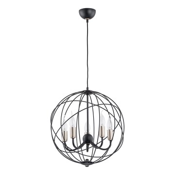 Lampadario a sospensione con filo NOSFERATU 5xE14/10W/230V nero/oro