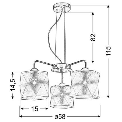 Lampadario a sospensione con filo NOSJA 3xE27/40W/230V