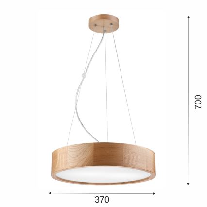 Lampadario a sospensione con filo OAK 2xE27/60W/230V quercia ø 37 cm