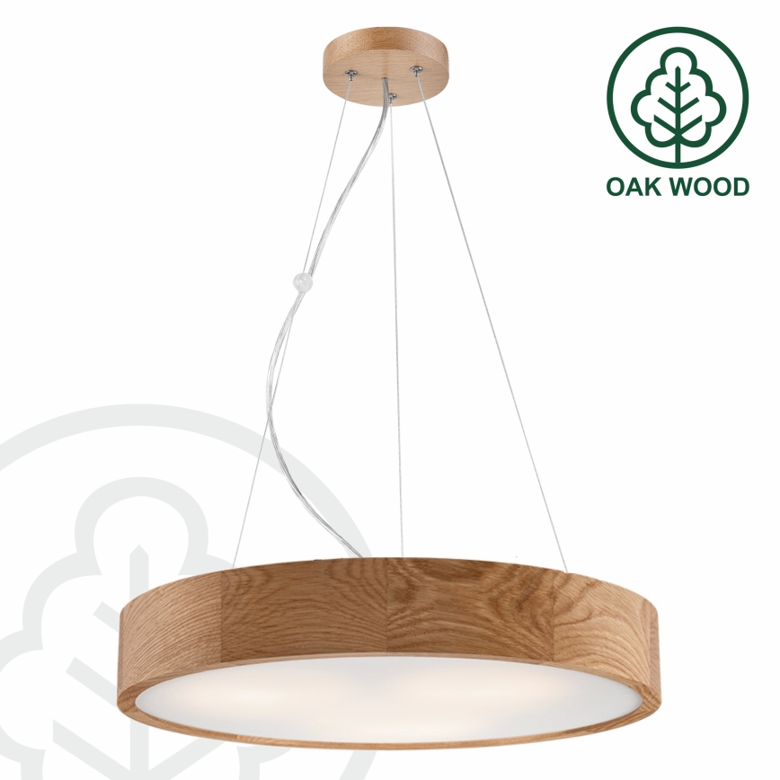 Lampadario a sospensione con filo OAK 3xE27/60W/230V quercia ø 47,5 cm - FSC certificato