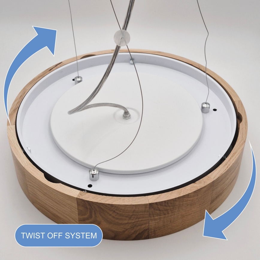 Lampadario a sospensione con filo OAK 3xE27/60W/230V quercia ø 47,5 cm - FSC certificato