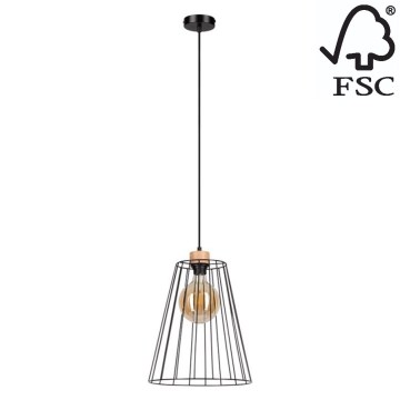 Lampadario a sospensione con filo ORAZIO 1xE27/60W/230V quercia - certificato FSC