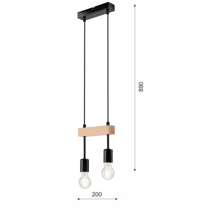 Lampadario a sospensione con filo ORAZIO 2xE27/60W/230V faggio - FSC certificato