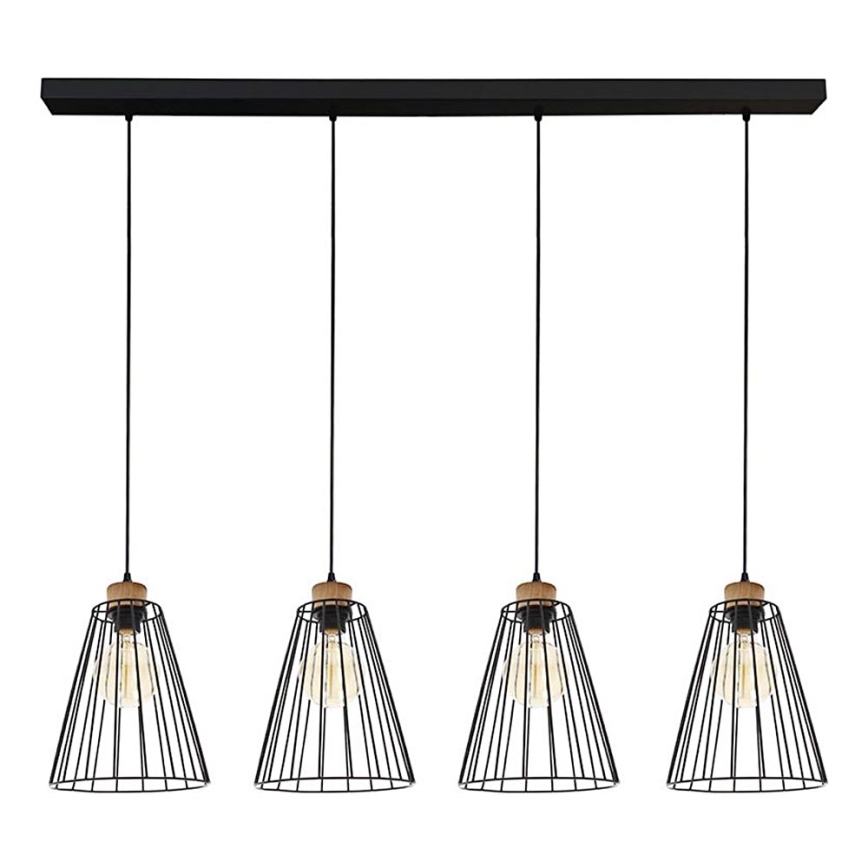 Lampadario a sospensione con filo ORAZIO 4xE27/60W/230V quercia