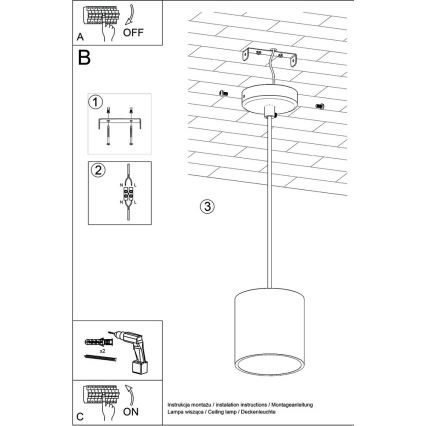 Lampadario a sospensione con filo ORBIS 1 1xGU10/40W/230V bianco