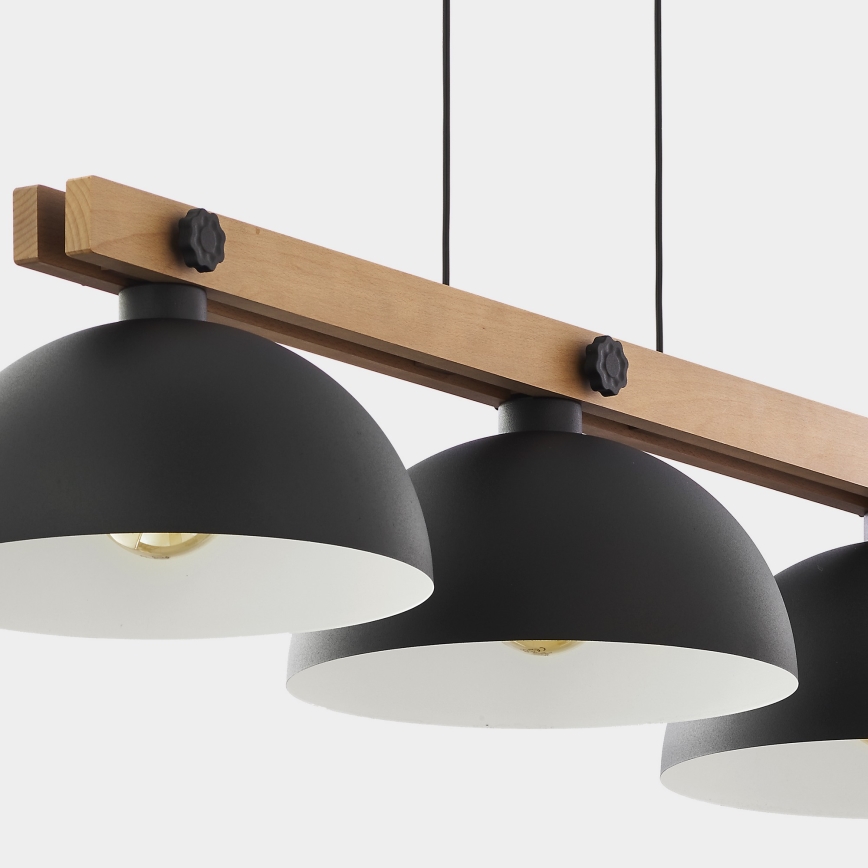 Lampadario a sospensione con filo OSLO 3xE27/60W/230V nero/legno