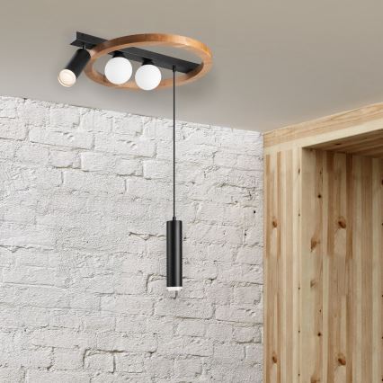 Lampadario a sospensione con filo OTIS 2xG9/5W/230V + 2xE27/15W/230V quercia