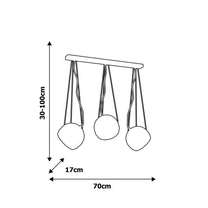 Lampadario a sospensione con filo OVAL 3xE27/60W/230V