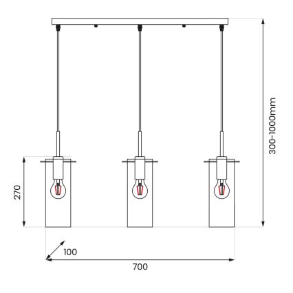 Lampadario a sospensione con filo PADOVA 3xE27/15W/230V nero