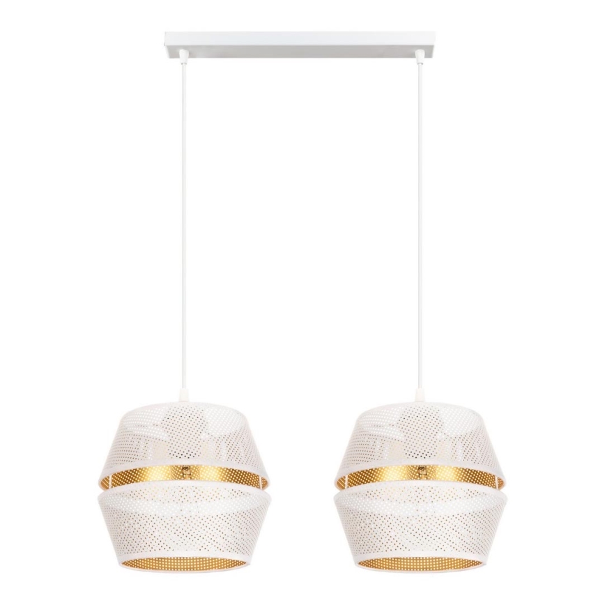 Lampadario a sospensione con filo PARIGI 2xE27/60W/230V bianco/oro