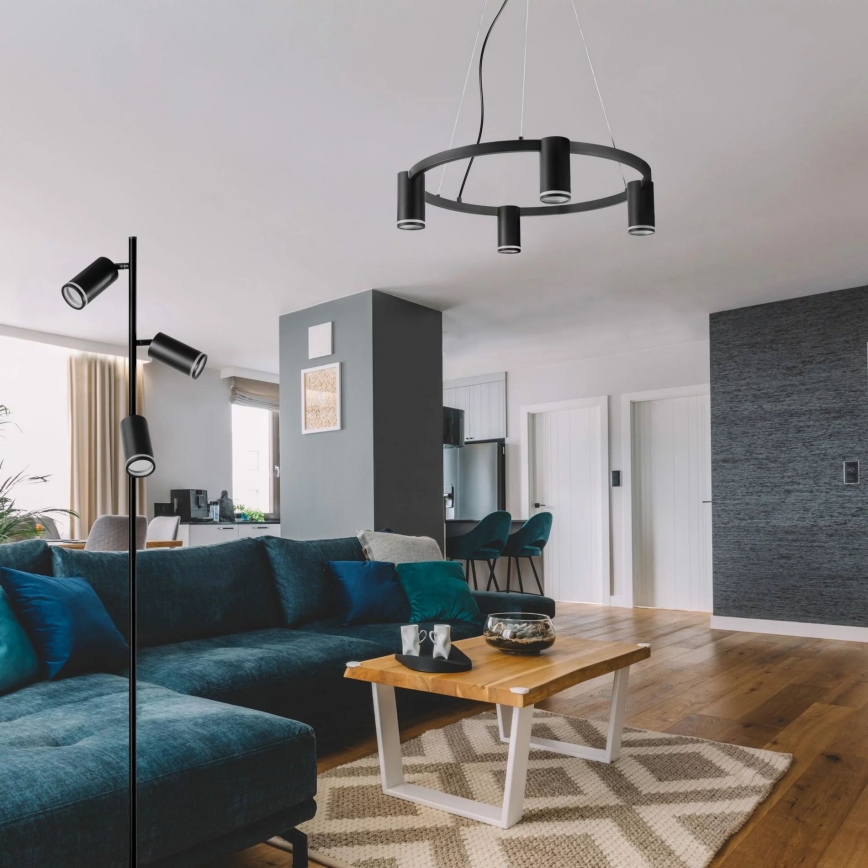 Lampadario a sospensione con filo PARIGI 4xGU10/12W/230V nero