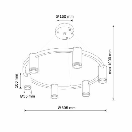 Lampadario a sospensione con filo PARIGI 6xGU10/12W/230V nero