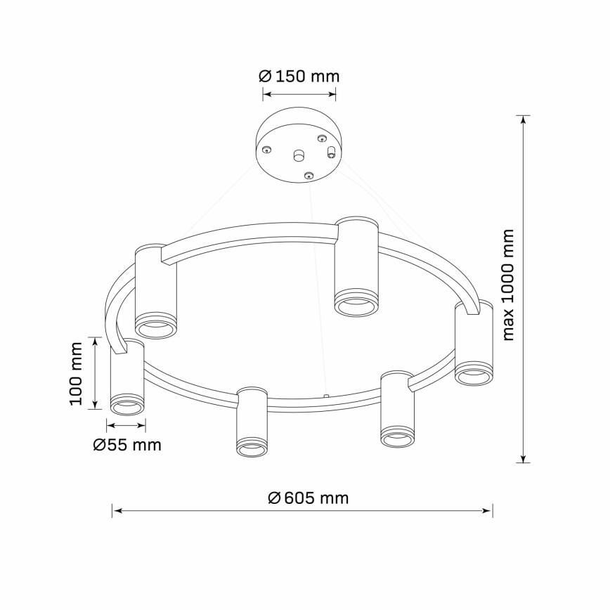 Lampadario a sospensione con filo PARIGI 6xGU10/12W/230V nero